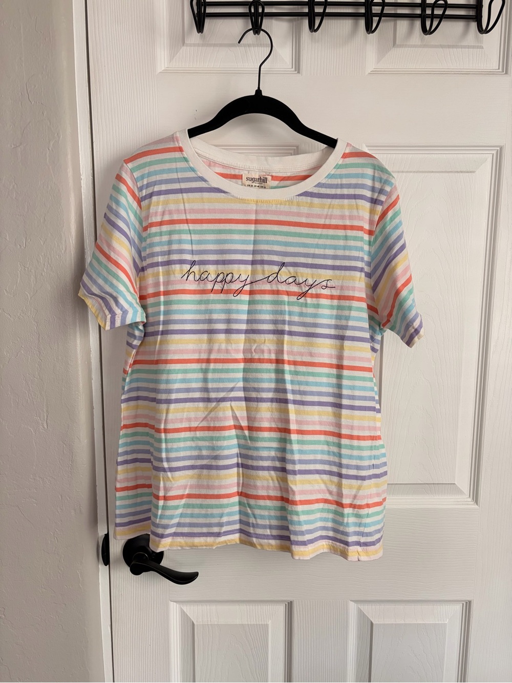Pastel Stripe 'Happy Days' Short Sleeve Tee - Brighton